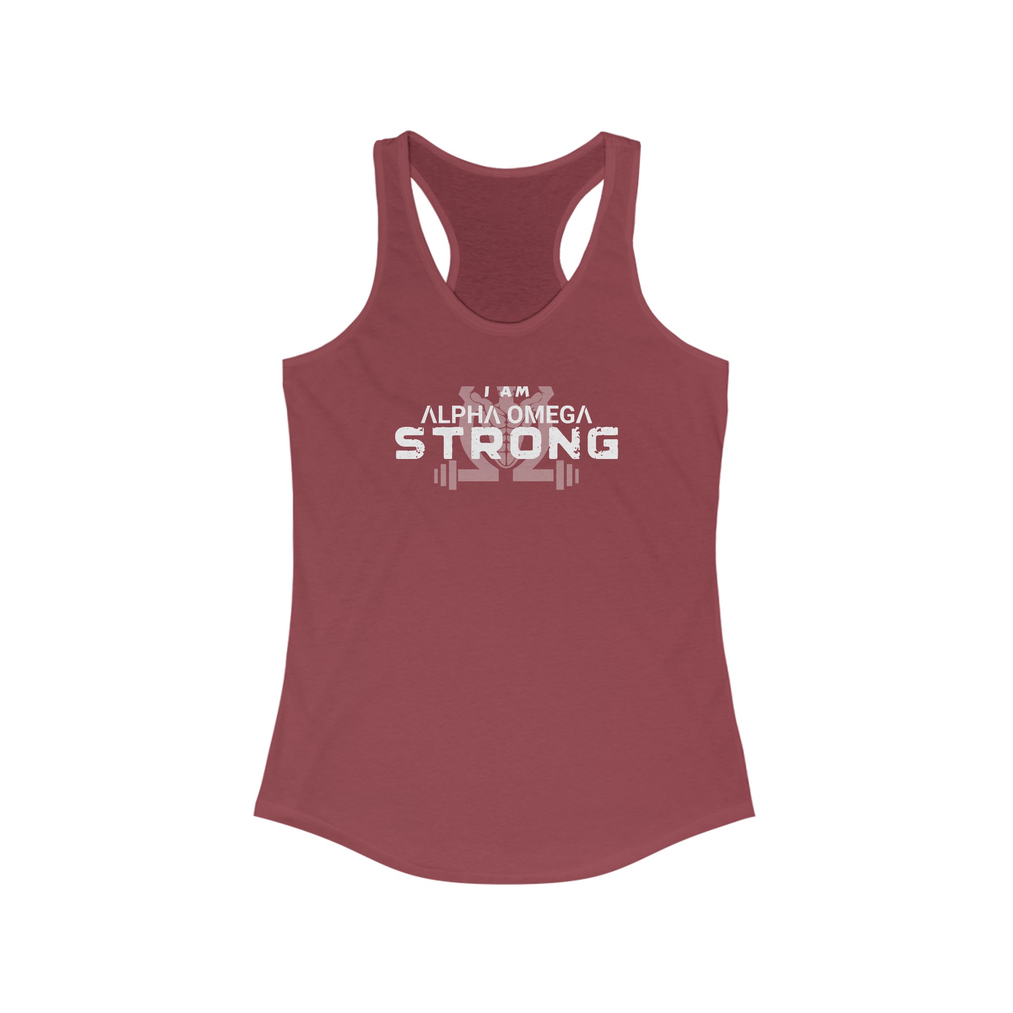Women's "Alpha Omega Strong" Ideal Racerback Tank - Image 3